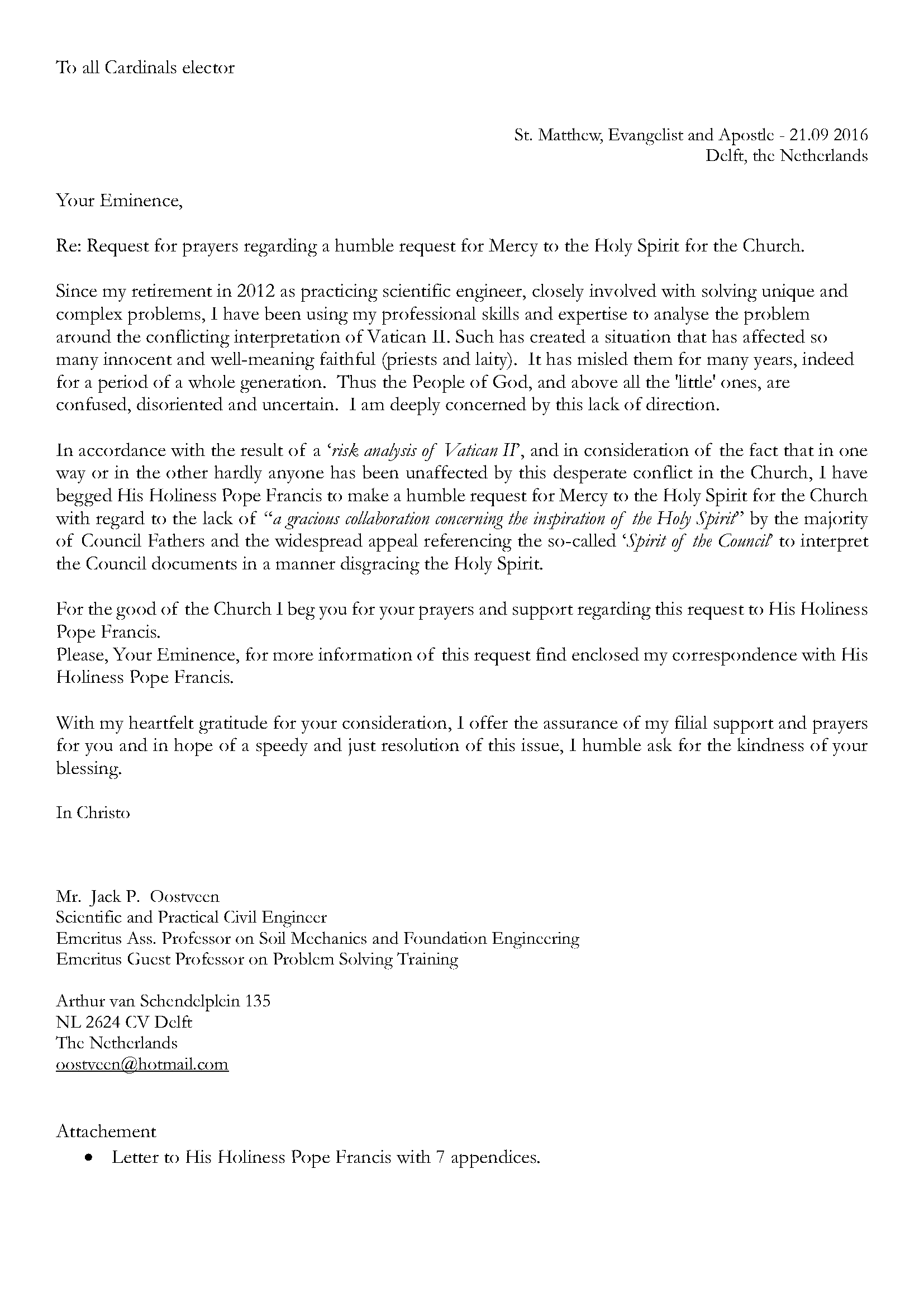 letter to Cardinals
